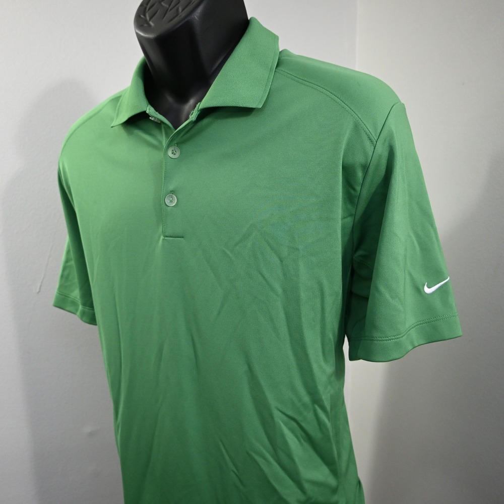 Nike Polo Shirt Mens Large Green Dri-Fit Tour Performance Short Sleeve Golf